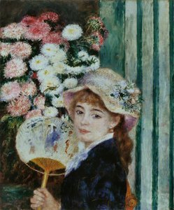 Ung jente med vifte av Pierre Auguste Renoir